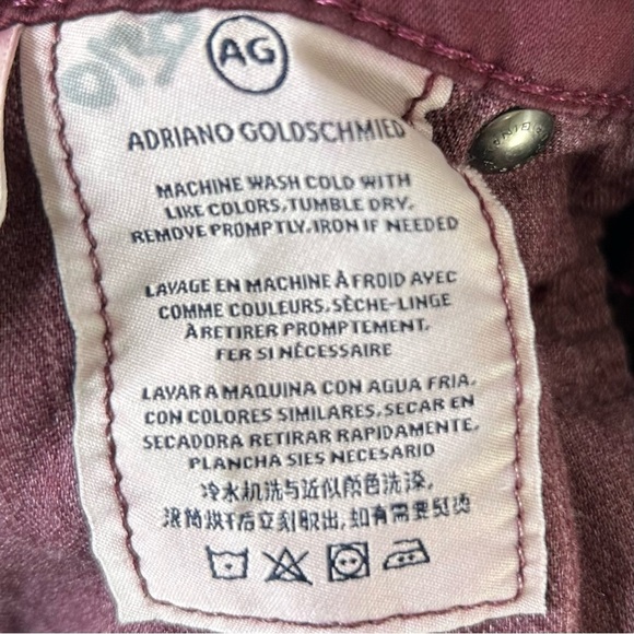 AG Adriano Goldschmied The Farrah High-Rise Skinny Jeans Maroon Size 27 - Picture 10 of 12